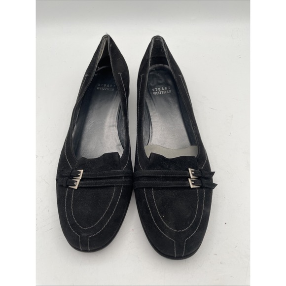 Stuart‎ Weitzman Shoes Womans Black Suede Slip on size 8.5 Spain Comfort Shoes - Picture 2 of 12